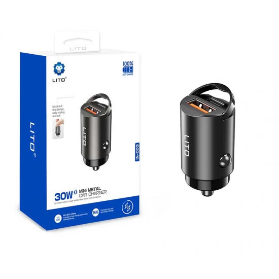 LITO C03 PD 30W Mini Metal Car Charger Original Product Front View - OnlineExpo.pk