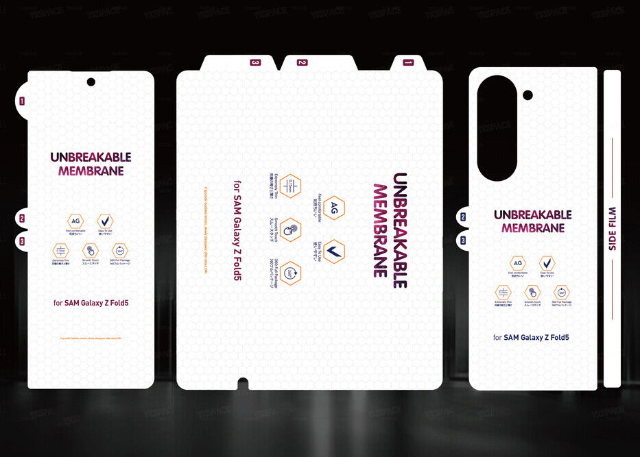 3pcs Matte Hydrogel Film Protector for Z Fold 5 Front Back Soft Film Screen Protector Cover for Galaxy Z Fold5 Protection