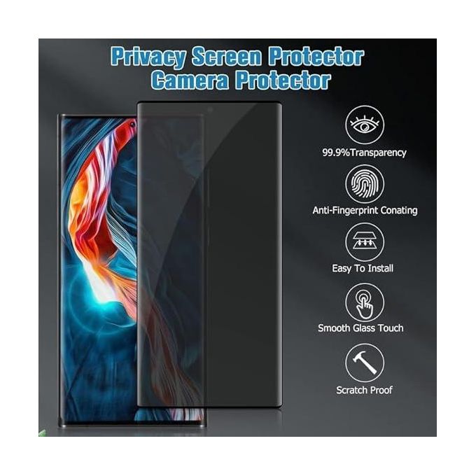 UV Glue Privacy Glass Screen Protector for Samsung S21Ultra S22 Ultra S23 Ultra UV Glue PEEP ANTI-SPY 3D EDGE (Only Protector and Glue) View 6 - OnlineExpo.pk