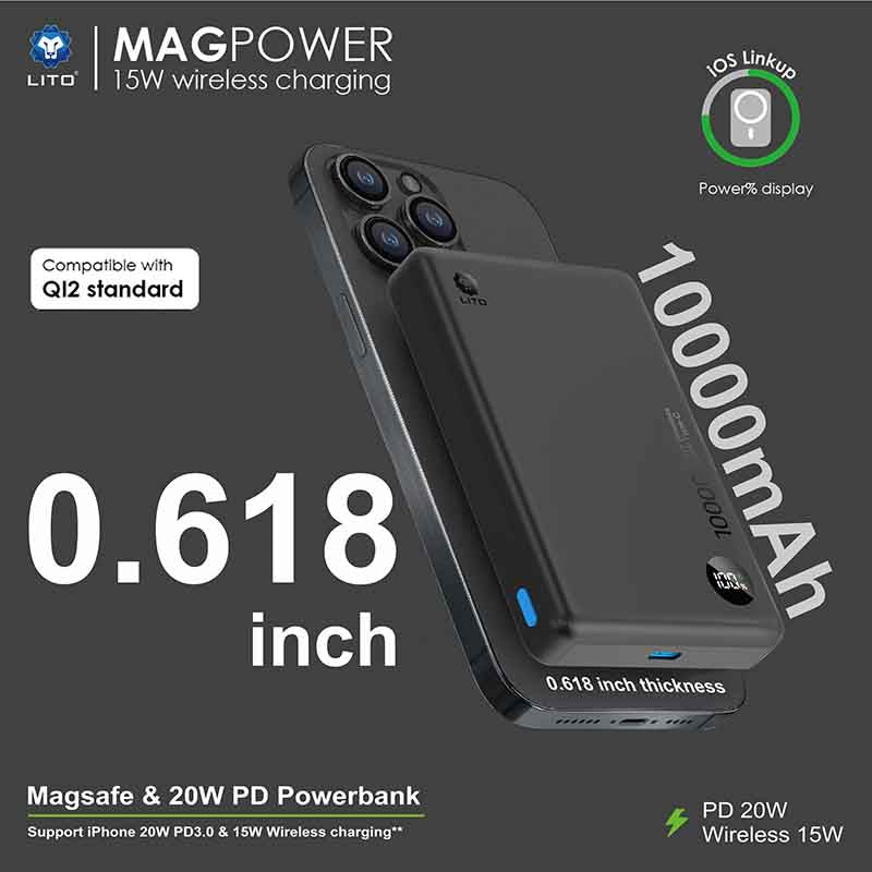 LITO LP08 MagSafe Power Bank 10000mAh View 2 - OnlineExpo.pk