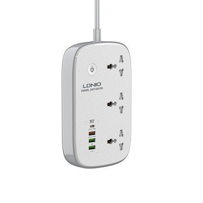 LDNIO SCW3451 WIFI Smart Universal Power Strip 3 Outlets+1 PD+1QC 3.0 + 2 Auto-ID High Output Power Socket Switches Extension Original Product Front View - OnlineExpo.pk