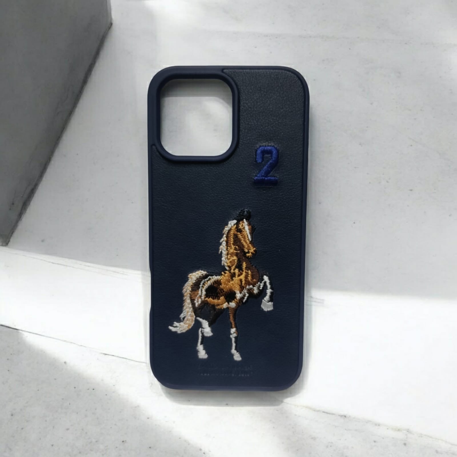 Premium Polo Horse Embroidery Leather Texture Shockproof Protective Luxury Back Case For 11 / 12 / 13 / 14 / 15 / 16 / 17