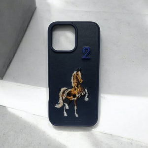 Premium Polo Horse Embroidery Leather Texture Shockproof Protective Luxury Back Case For 11 / 12 / 13 / 14 / 15 / 16 / 17