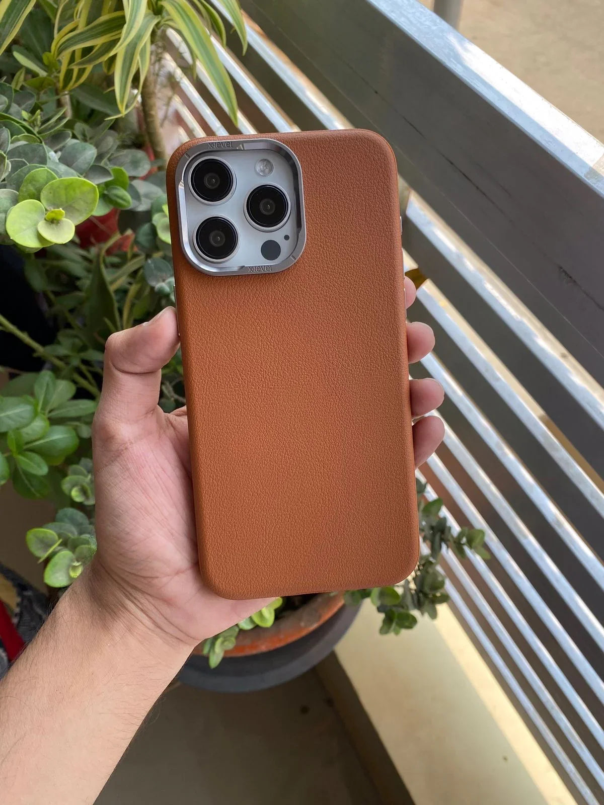 iPhone 16 Pro / 16 Pro Max X-Level Skin Feel Leather Case - Brown Original Product Front View - OnlineExpo.pk