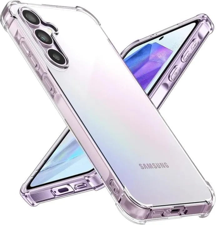 Bumper Back cover Samsung A35 Transparent with Camera protection soft jelly material Original Product Front View