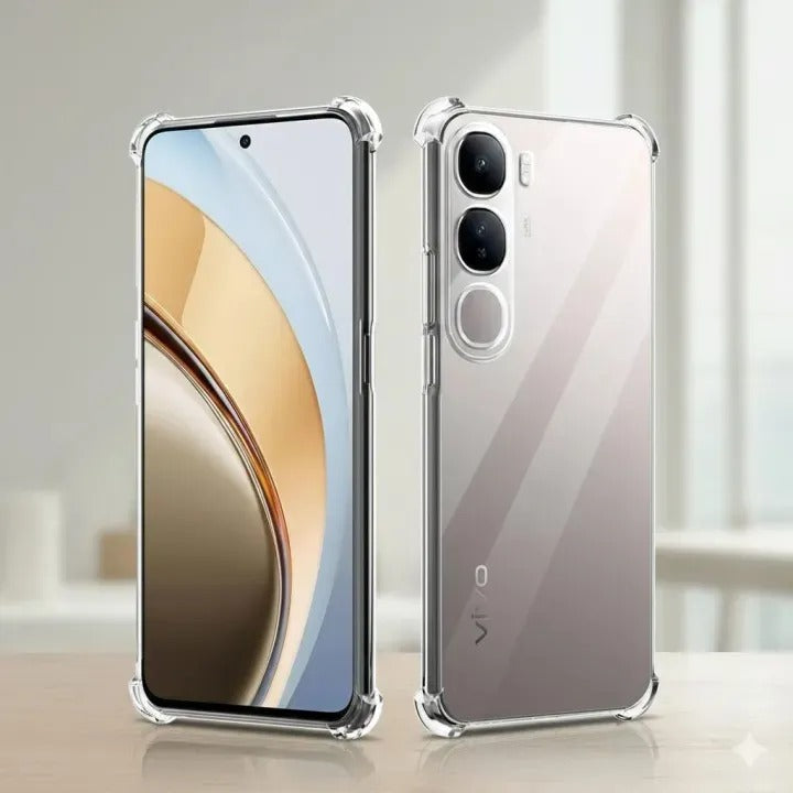 Bumper Back cover VIVO V40 Transparent with Camera protection soft jelly material Original Product Front View - OnlineExpo.pk