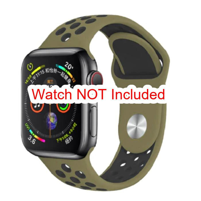 42mm 44mm 45mm 49mm Nike Sports Straps Apple Smart Watch - Olive/Black Original Product Front View - OnlineExpo.pk