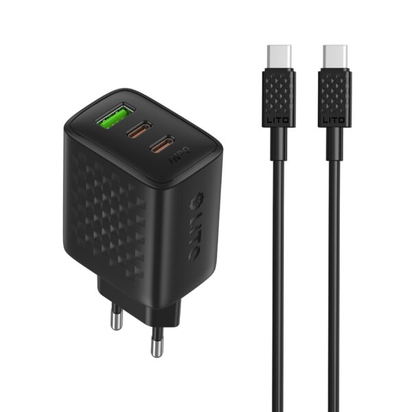 LITO LC25T 65W Charger with Cable | Fast PD Charger – LITO Original Product Front View - OnlineExpo.pk