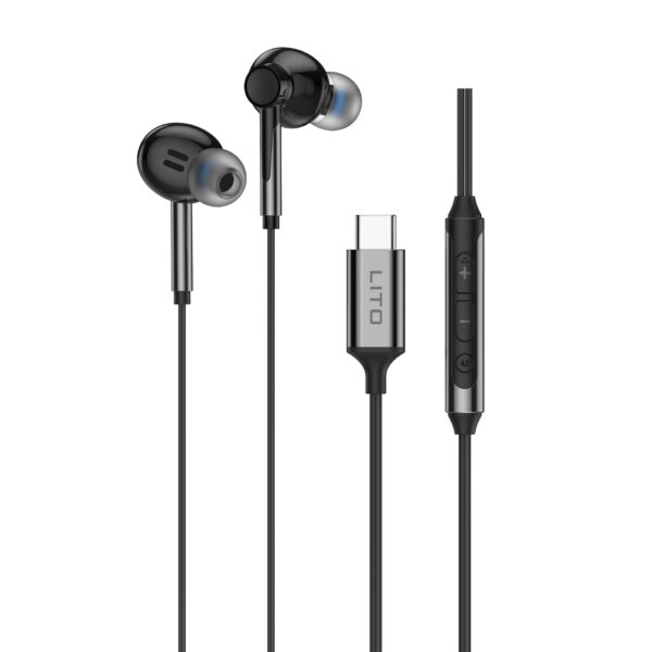 LITO LF02T Type-C Stereo Earphones | Wired Earphones – LITO Original Product Front View - OnlineExpo.pk