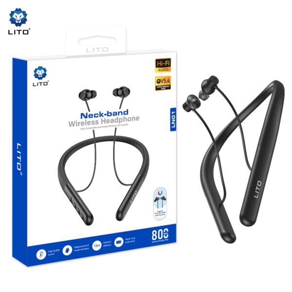LITO LN01 Magnetic Wireless Neckband | Wireless Earphones – LITO Original Product Front View - OnlineExpo.pk