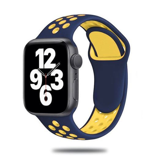 42mm 44mm 45mm 49mm Nike Sports Straps Apple Smart Watch - Blue/Yellow Original Product Front View - OnlineExpo.pk
