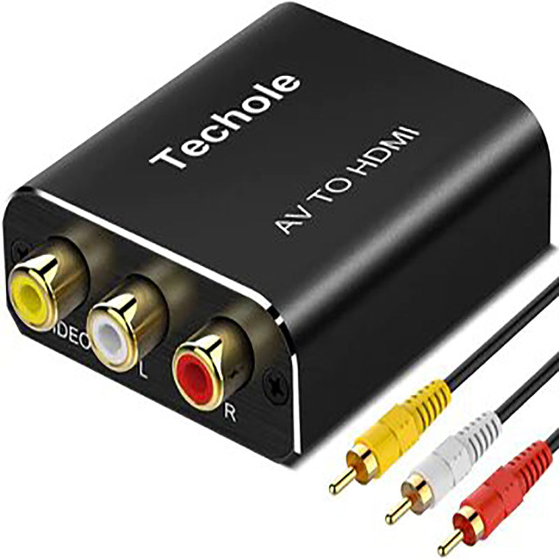 RCA AV To HDMI, 1080P RCA Composite CVBS AV To HDMI Video Audio Converter Adapter PAL/NTSC - Black Original Product Front