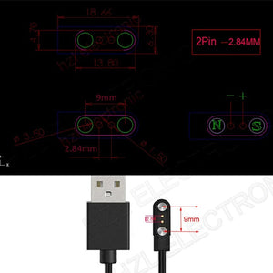 2pin Magnet Charge 2.8mm Charging Cable for universal Smart Watch clock hour saat 2.84mm strong Magnet Suction USB Power charger View 4 - OnlineExpo.pk