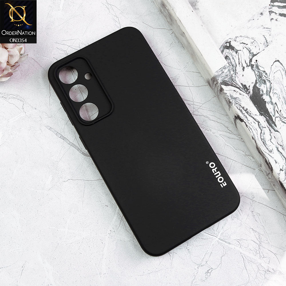 Black Eouro soft silicone cover for Samsung S23 fe Original Product Front View - OnlineExpo.pk