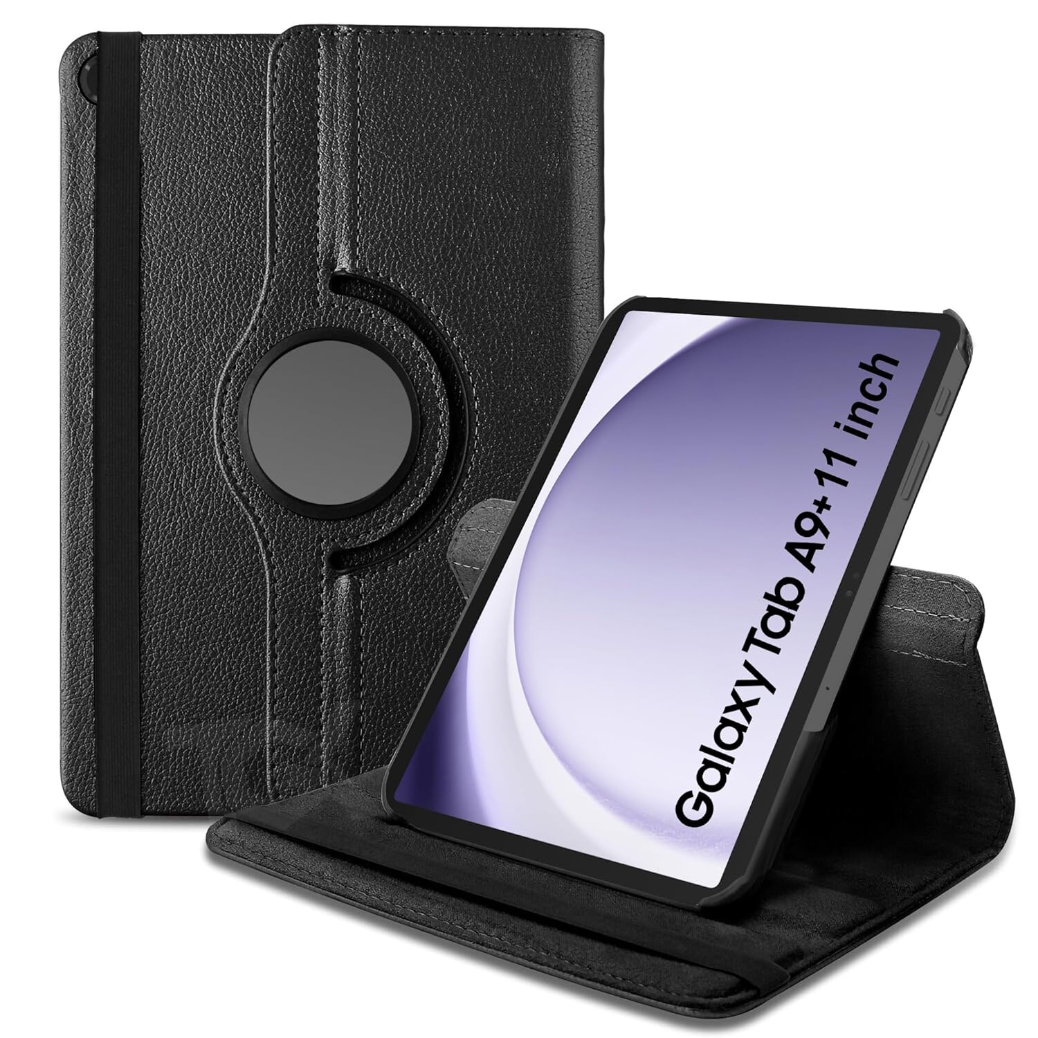 360 rotate Leathr Samsung Galaxy Tab A9 (8.7 inch) Flip Cover 360 Degree Rotate Flip Cover | Flip Stand Cover Case for Tab A9 Tablet Cover [SM-X110/X115/X117]. Original Product Front View - OnlineExpo.pk