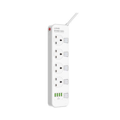 LDNIO SK4466 2500W 4 Power Socket UK 3.4A 4 USB Ports + 4 Universal Original Product Front View - OnlineExpo.pk