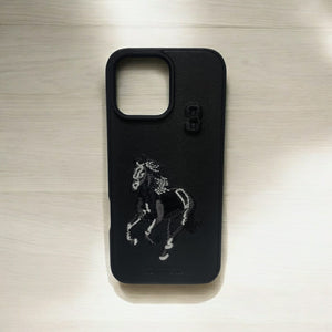 Premium Polo Horse Embroidery Leather Texture Shockproof Protective Luxury Back Case For 11 / 12 / 13 / 14 / 15 / 16 / 17