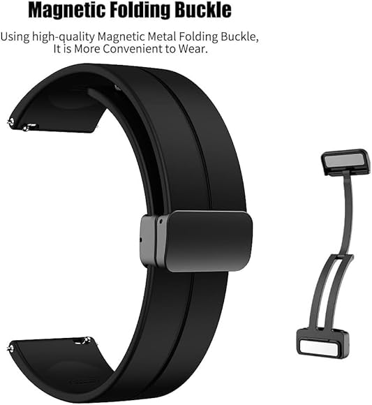 22mm Magnetic D-Buckle Silicone Watch Strap Universal strap View 2 - OnlineExpo.pk