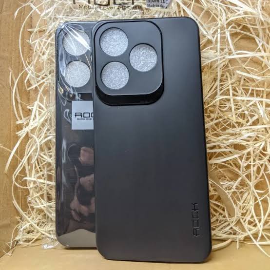 Rock back cover Tecno Spark 10c case rock slim soft silicone matte phone cover_ black Original Product Front View - OnlineExpo.pk