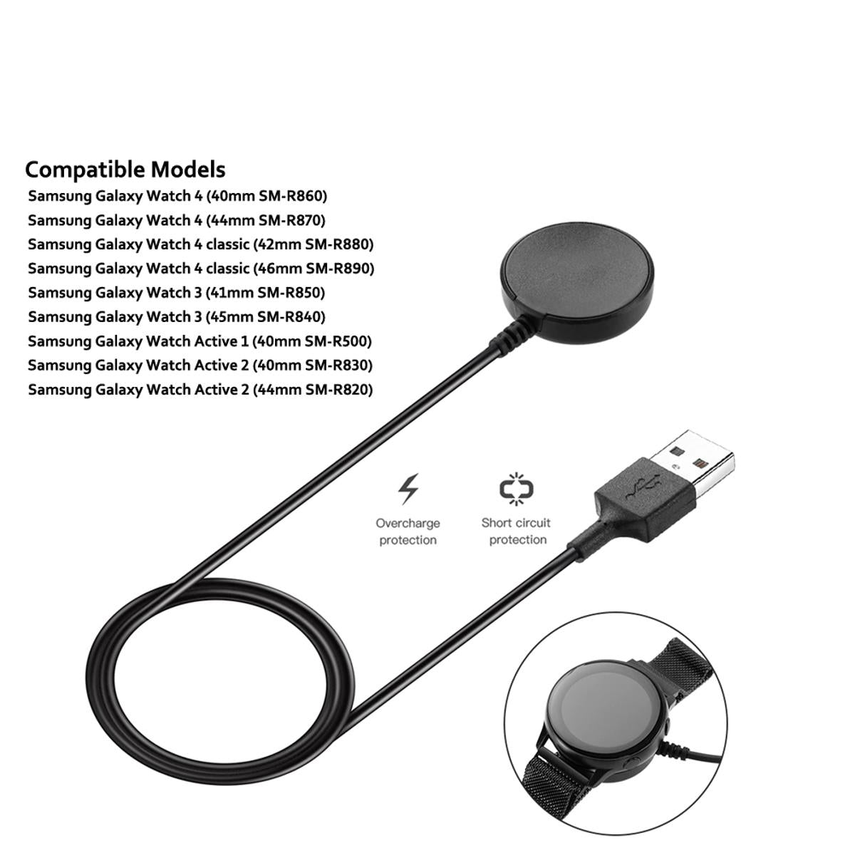 Charger for Galaxy Watch 4/Galaxy Watch 3/Galaxy Watch Active 2, Replacement Charging Cable for Galaxy Watch 6/5/4/3/Active 2 Watch Original Product Front View - OnlineExpo.pk