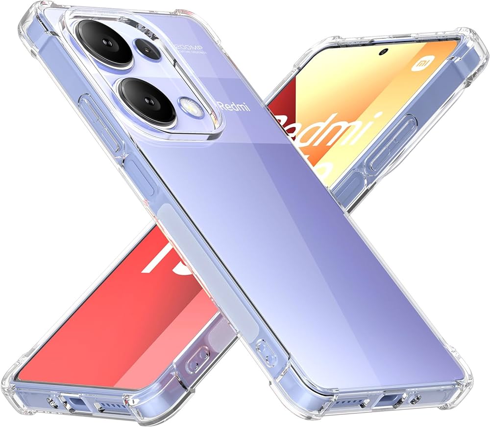 Bumper Back cover REDMI NOTE 13 PRO 4g Transparent with Camera protection soft jelly material Original Product Front View