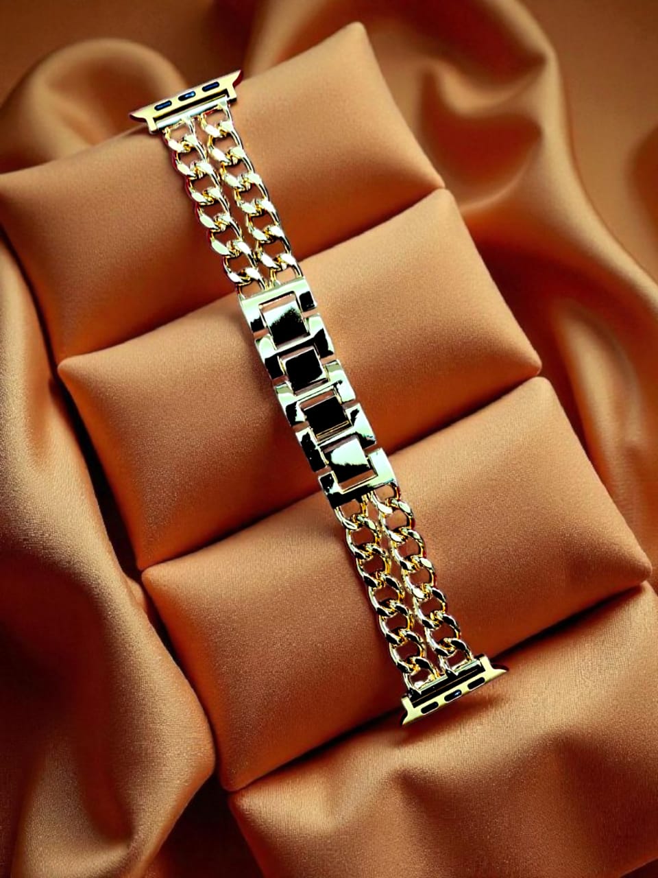 Elegant Ladies Metal Chain Strap with Sparkling Stones for Apple Watch 42/44/45/46/49mm Ultra & Ultra 2 - Gold (Design3)