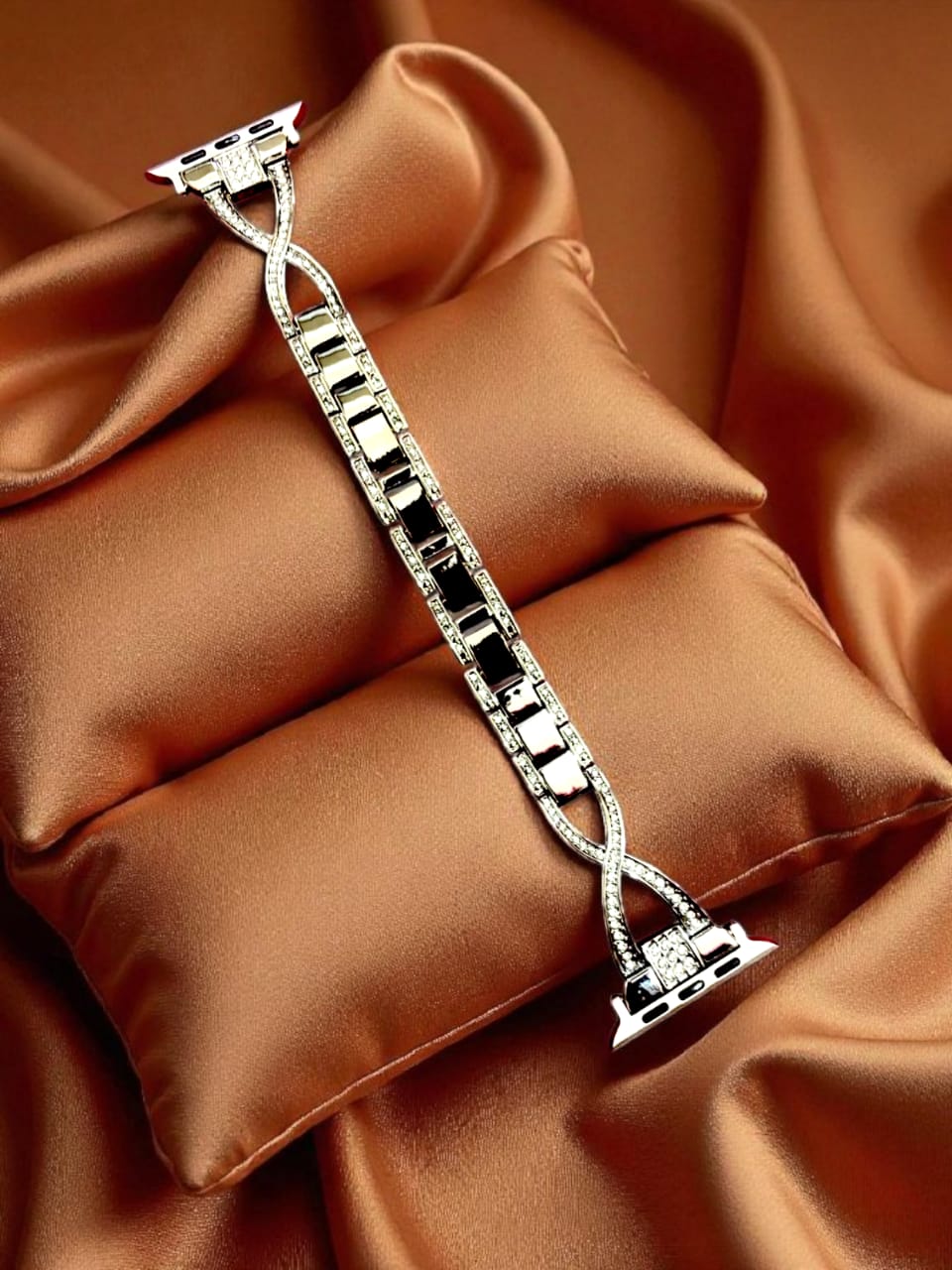Elegant Ladies Metal Chain Strap with Sparkling Stones for Apple Watch 42/44/45/46/49mm Ultra & Ultra 2 - Gold (Design7)