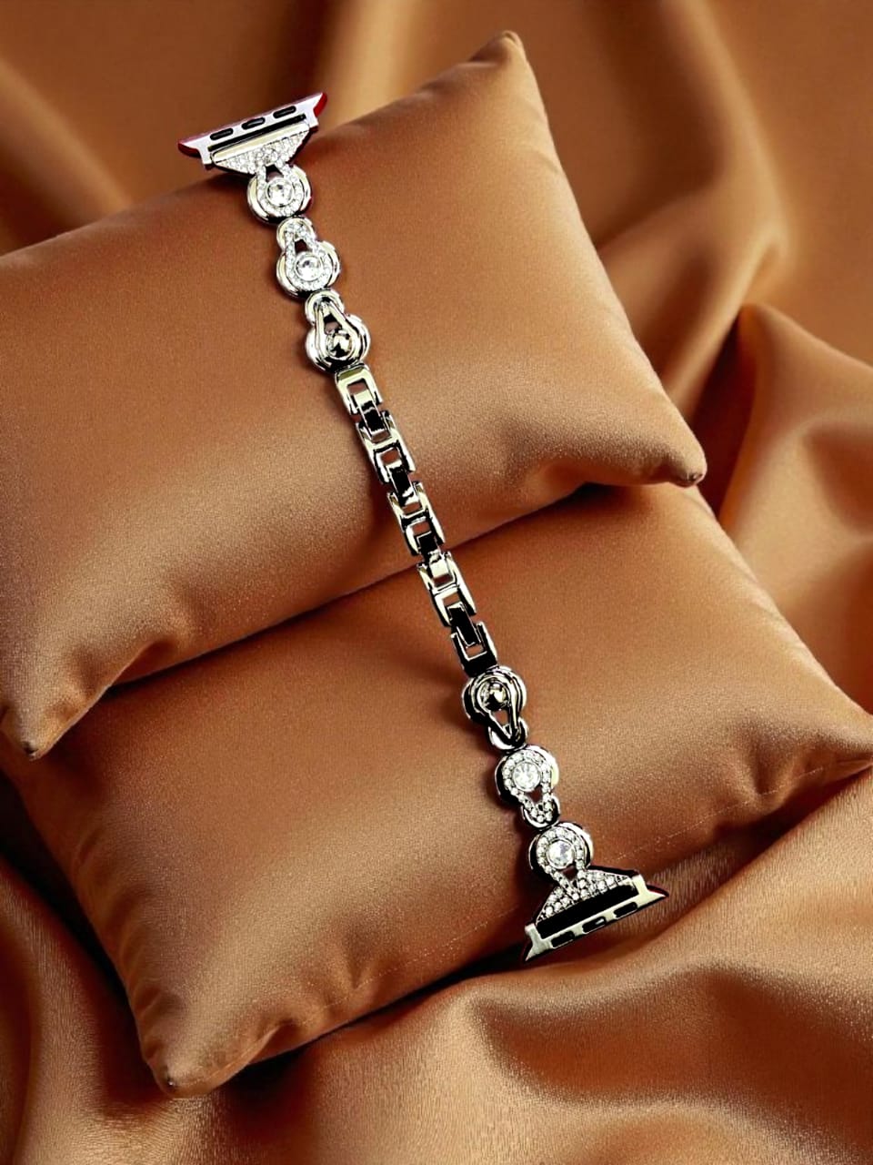 Elegant Ladies Metal Chain Strap with Sparkling Stones for Apple Watch 42/44/45/46/49mm Ultra & Ultra 2 - Gold (Design9)
