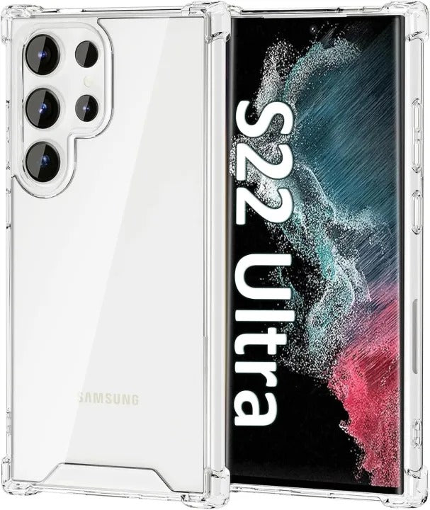 Bumper Back cover Samsung S22 ULTRA Transparent with Camera protection soft jelly material Original Product Front View