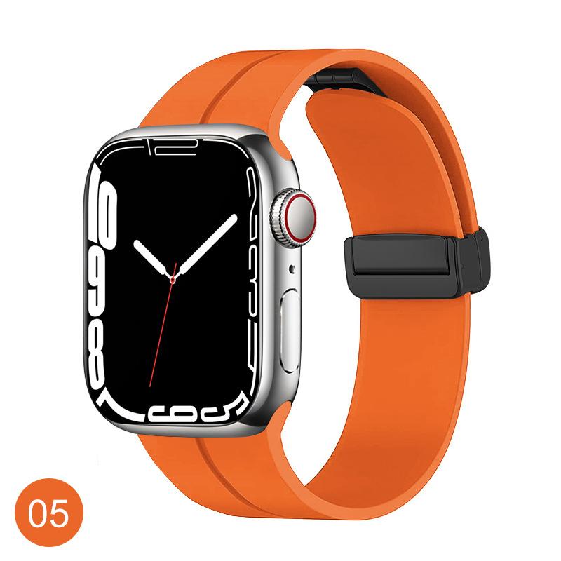 42mm-44mm-45mm-49mm Apple Watch Band Magnetic Band D-buckle Silicone Sport Strap Replacement Wrist Band for Apple Series