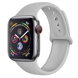 Apple Watch 42mm-44mm-45mm Premium Silicon Rubber Strap - Lite Gray Original Product Front View - OnlineExpo.pk
