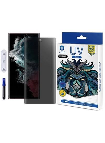 UV Lito full glue glass Tempered 3D Privacy Screen Protector For S23 Ultra Original Product Front View - OnlineExpo.pk
