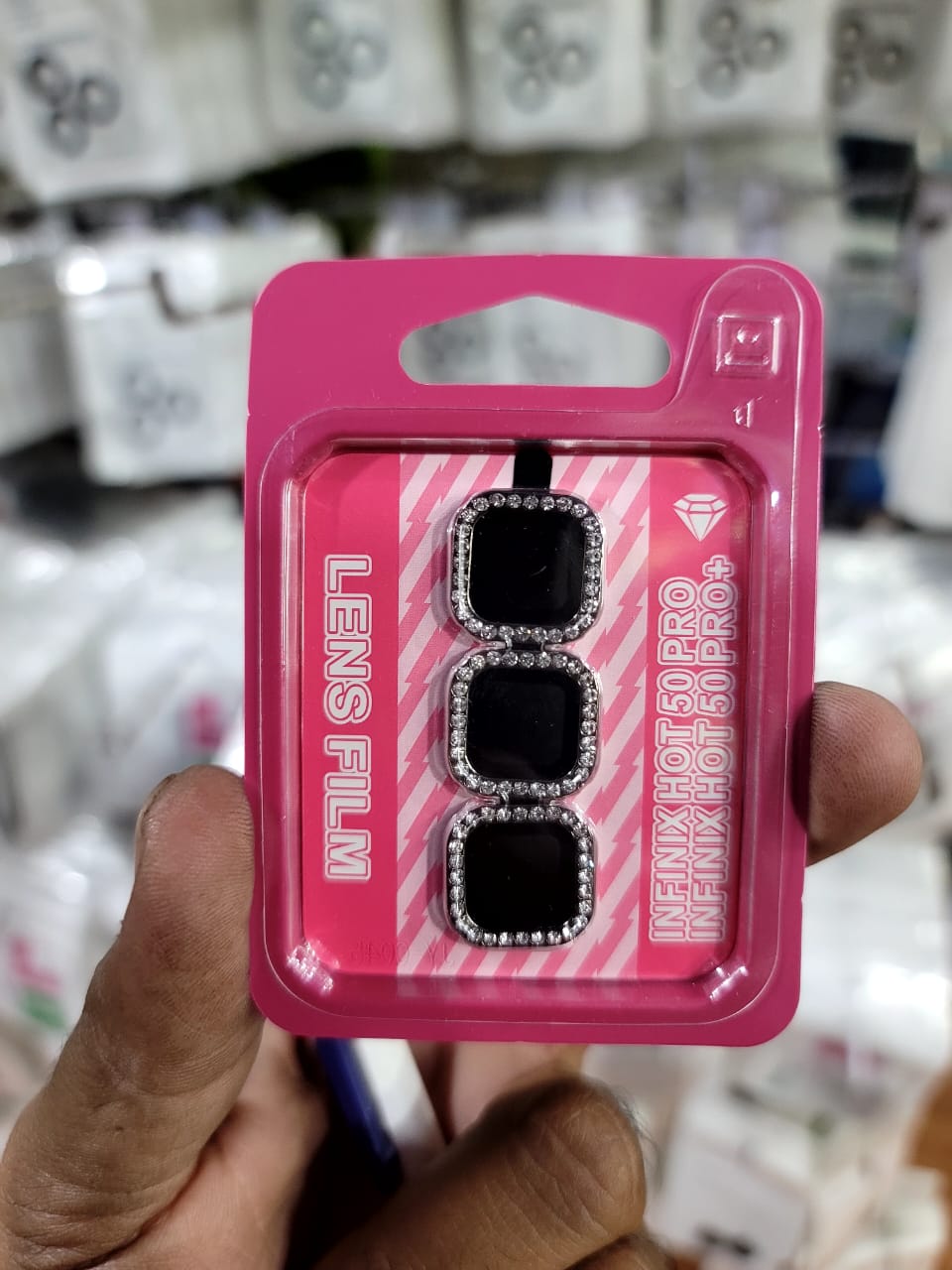 Camera protector Diamond Camera Lens Protector for Infinix Hot 50 Pro Hot 50 Pro Plus Silver Black Original Product Front