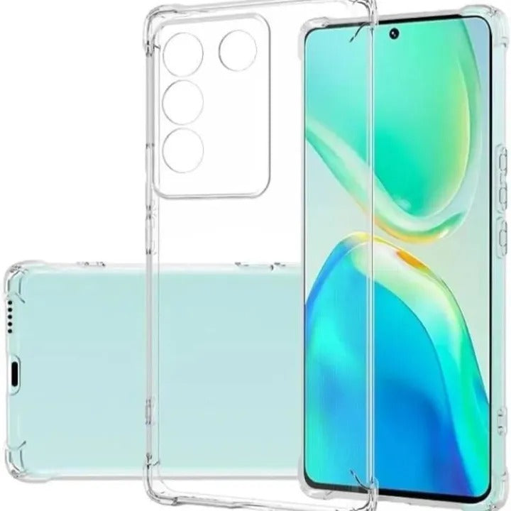 Bumper Back cover VIVO V29E Transparent with Camera protection soft jelly material Original Product Front View