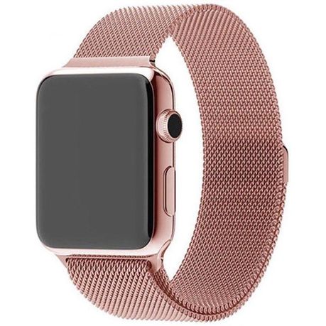 Apple Watch 42mm / 44mm / 45mm Magnetic Milanese Strap - Rose Gold Original Product Front View - OnlineExpo.pk