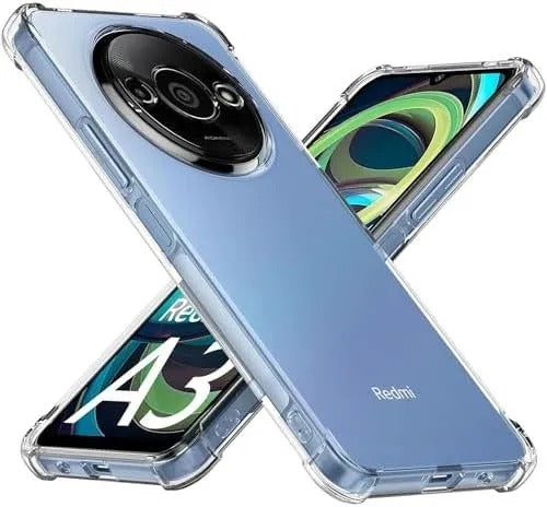 Bumper Back cover REDMI A3 Transparent with Camera protection soft jelly material Original Product Front View - OnlineExpo.pk