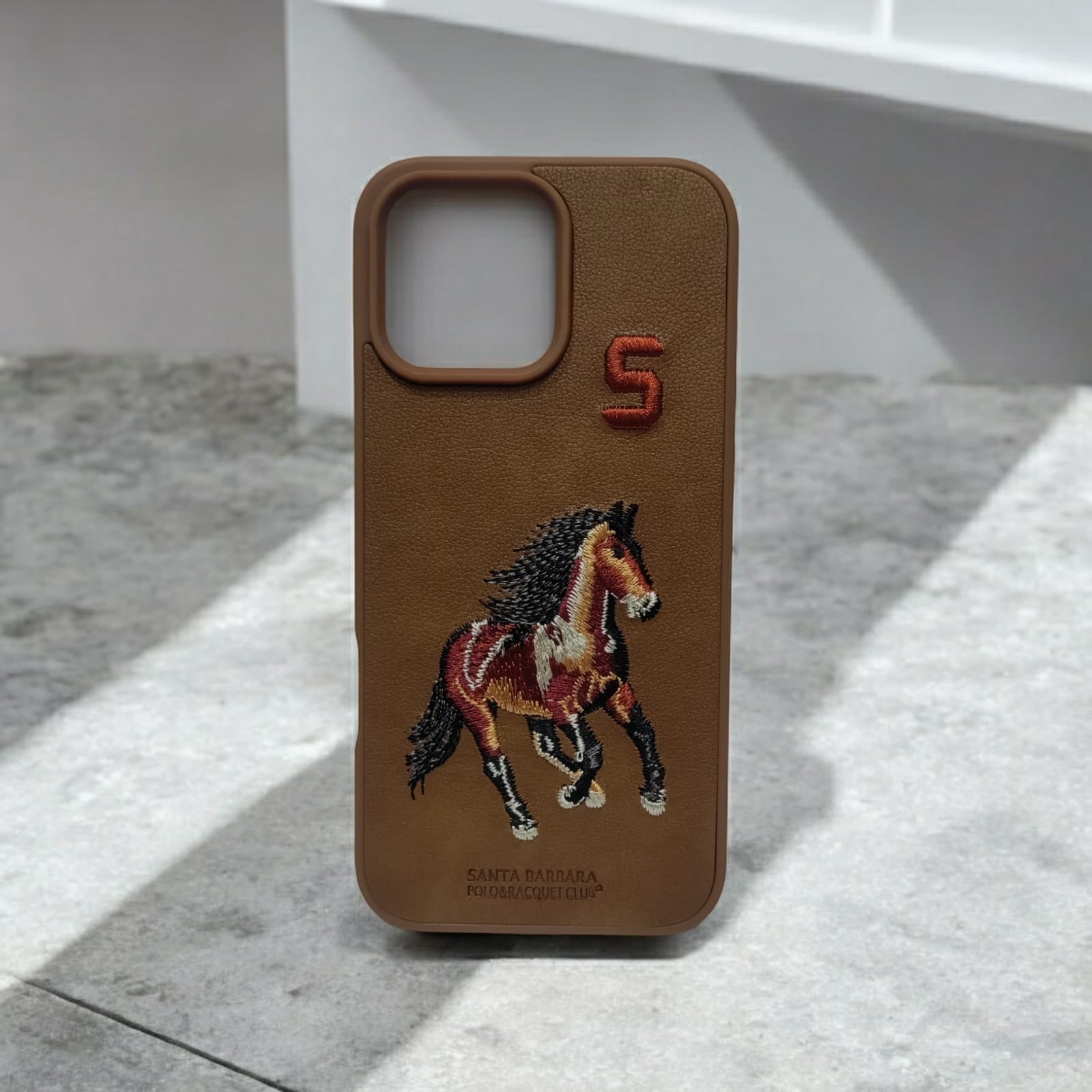 Premium Polo Horse Embroidery Leather Texture Shockproof Protective Luxury Back Case For 11 / 12 / 13 / 14 / 15 / 16 / 17