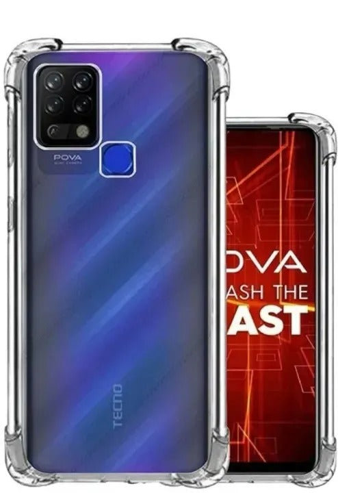 Bumper Back cover TECNO POVA Transparent with Camera protection soft jelly material Original Product Front View