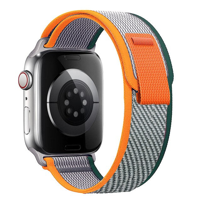 44mm-45mm-49mm Trail Loop Smartwatch Strap For Apple Watch - Green Orange Original Product Front View - OnlineExpo.pk