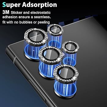Camera protector Diamond Camera Lens Protector for Samsung S25 S25 Plus S25 Ultra Silver Black View 3 - OnlineExpo.pk