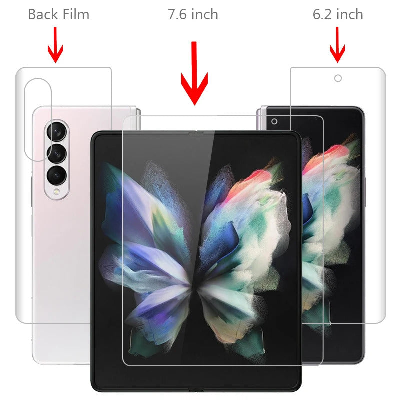 3pcs Matte Hydrogel Film Protector for Z Fold 4 Front Back Soft Film Screen Protector Cover for Galaxy Z Fold4 Protection Original Product Front View - OnlineExpo.pk
