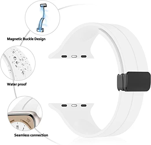 42mm-44mm-45mm-49mm Apple Watch Band Magnetic Band D-buckle Silicone Sport Strap Replacement Wrist Band for Apple Series
