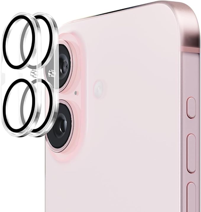 iPhone 16 Camera Screen Protector 9H 3D Tempered Glass Protector Full Cover Case - Clear Original Product Front View