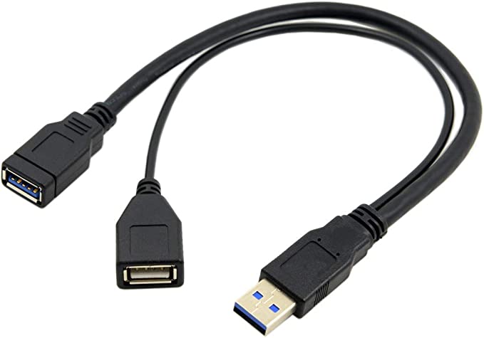 Chenyang CY USB 3.0 Male to Dual USB Female Extra Power Data Extension Cable for 2.5″ Mobile Hard Disk - Black Original