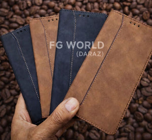 Classic Leather Wallet Flip Cover – Samsung S21-S25 Ultra / S33 Ultra / Note 20 Ultra / A06 / A26 / A36 / A56 Original Product Front View - OnlineExpo.pk