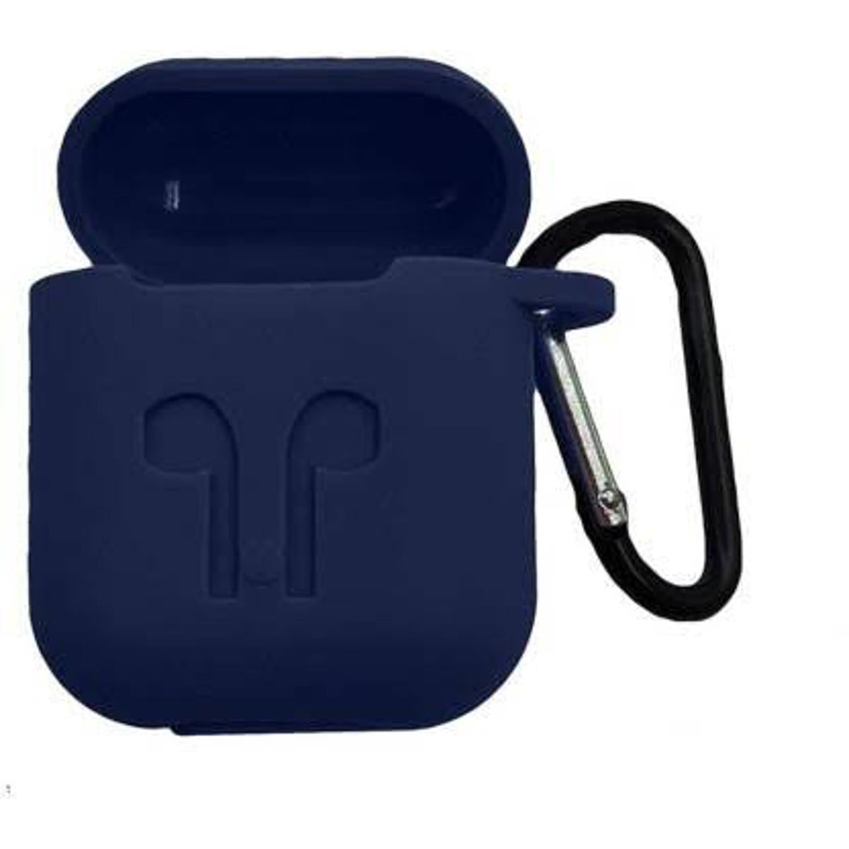 Soft Cover for air pods 1 air pods 2 With Hanging Ring Dark Blue Original Product Front View - OnlineExpo.pk