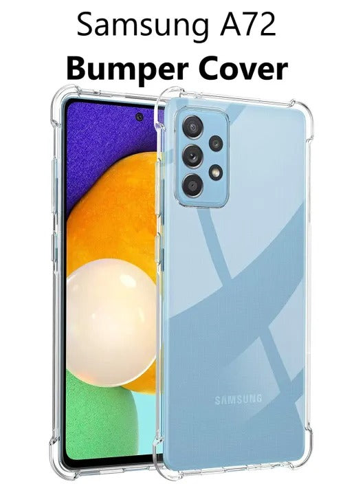 Bumper Back cover Samsung A72 Transparent with Camera protection soft jelly material Original Product Front View