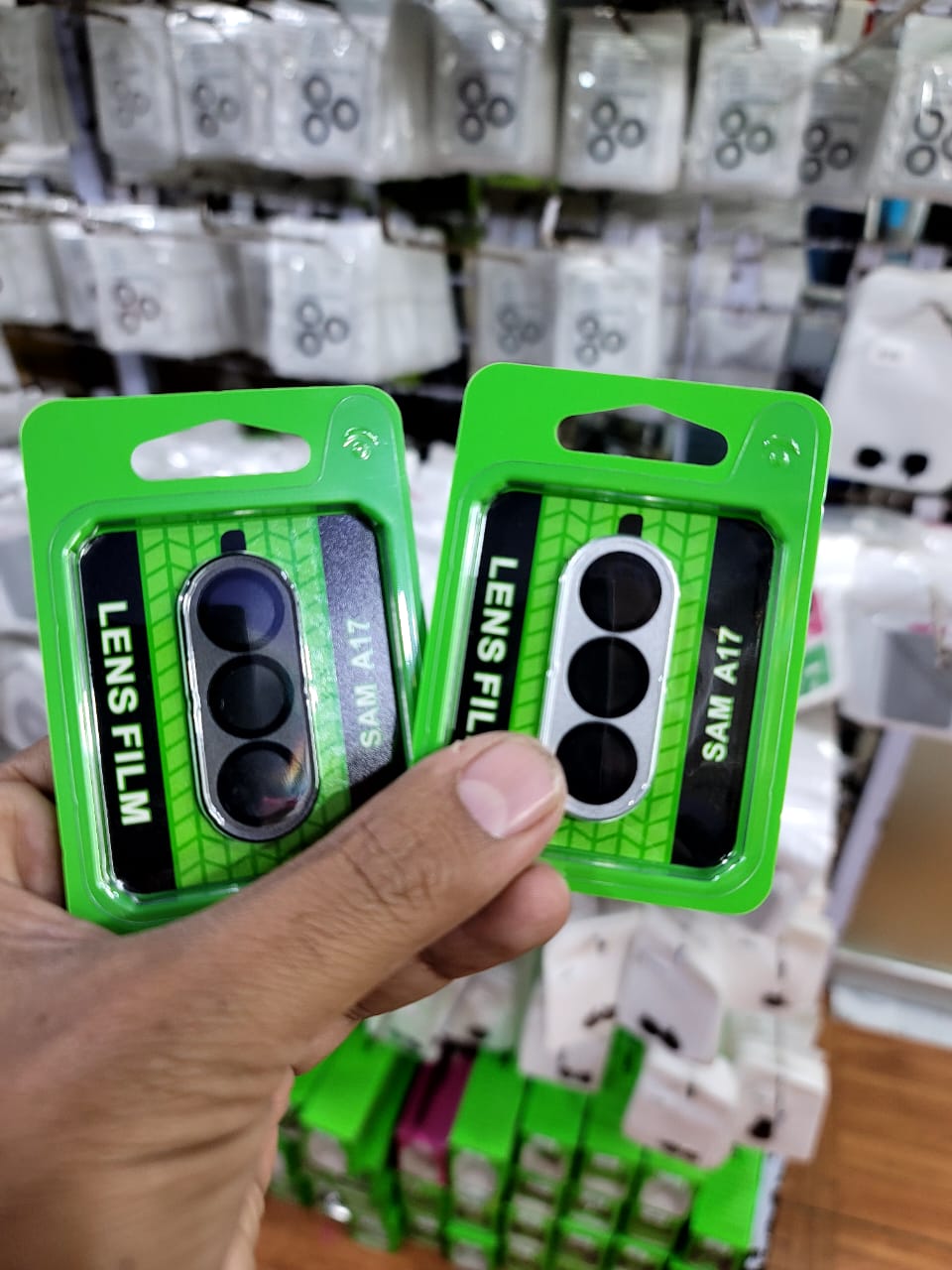 Camera Lens Protector for Samsung A17 Black Silver Original Product Front View - OnlineExpo.pk