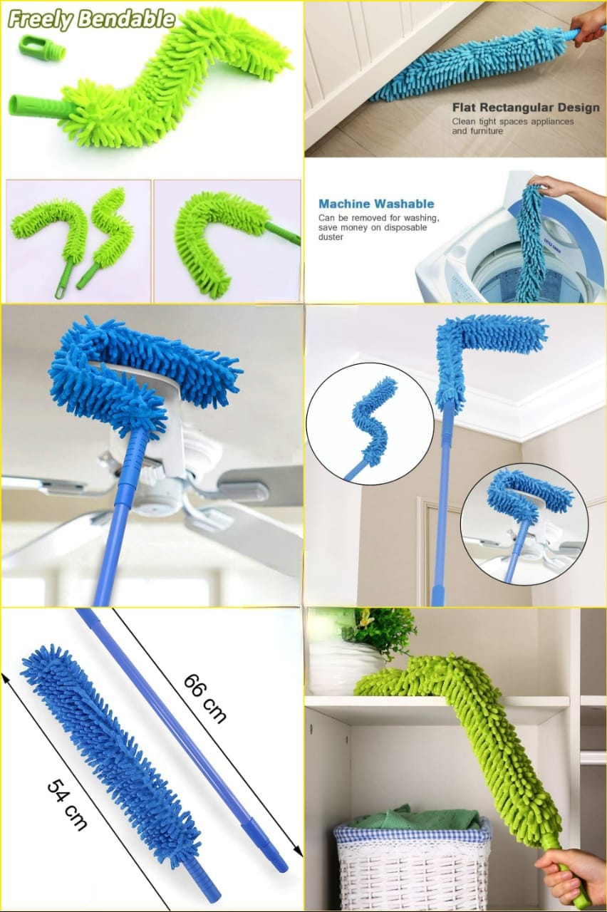 Flexible Microfiber Cleaning Duster Brush| Feather Magic Dust Cleaner with Extendable Rod Multipurpose for Ceiling Fan Home Office Car Cleaning Tools View 4 - OnlineExpo.pk