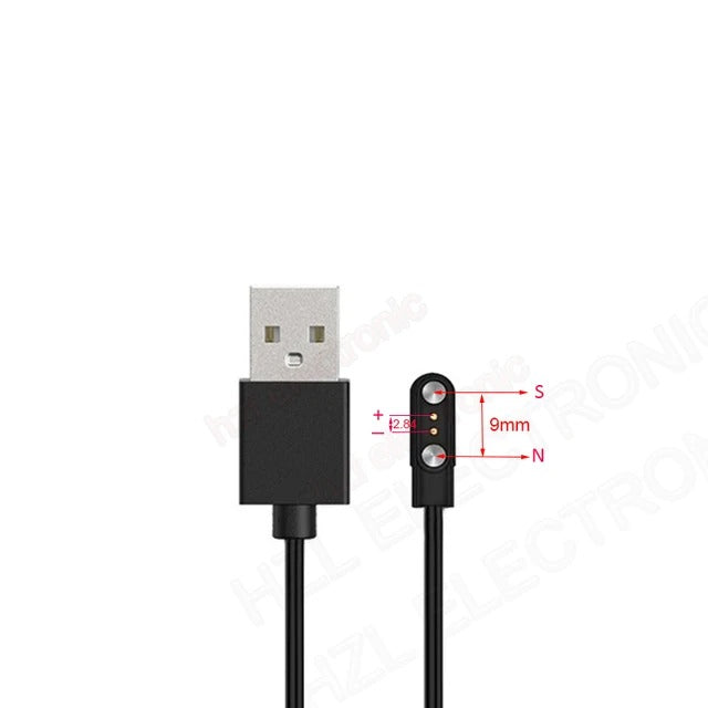 2pin Magnet Charge 2.8mm Charging Cable for universal Smart Watch clock hour saat 2.84mm strong Magnet Suction USB Power charger View 3 - OnlineExpo.pk